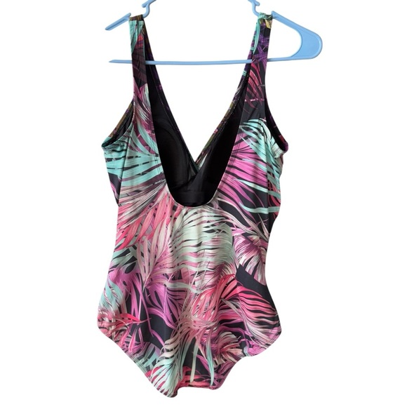 Miradonna by Miraclesuit Bahama Palms 1 Pc Swimsuit Plus Size 14 Pool Resort - Picture 2 of 8